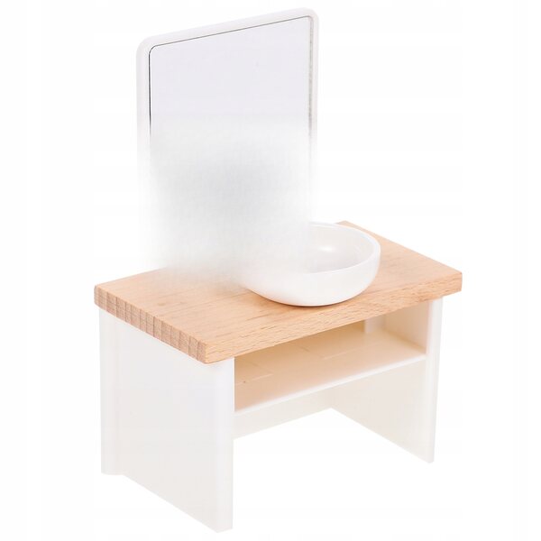 Miniatura mobiletto con lavandino in legno per casa delle bambole 10x7 cm