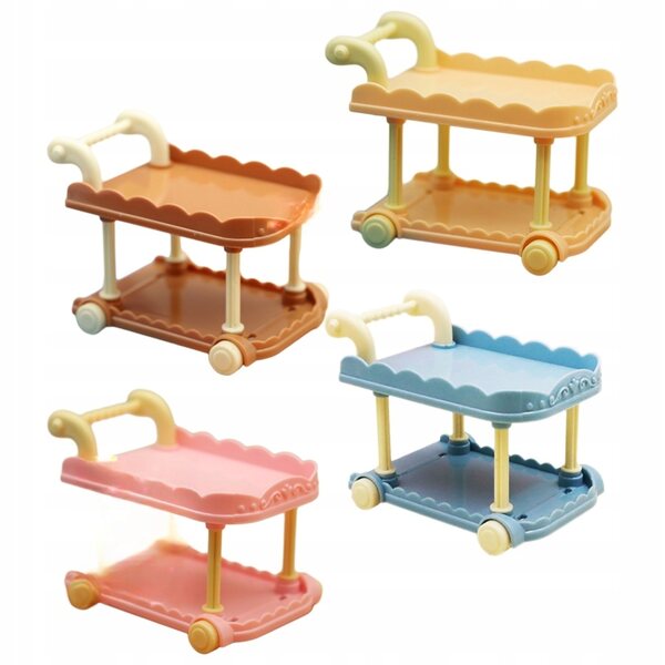 Set van 4 miniatuur plastic winkelwagentjes voor poppenhuizen