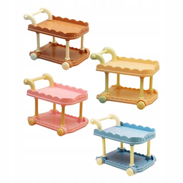 Set van 4 miniatuur plastic winkelwagentjes voor poppenhuizen