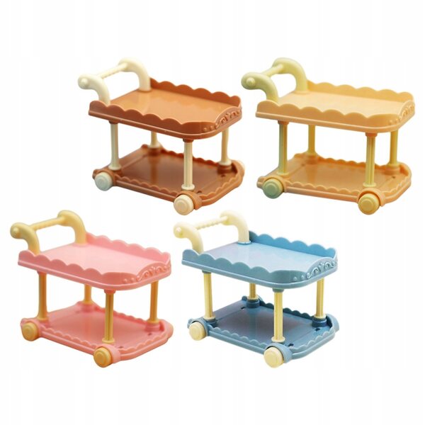 Set van 4 miniatuur plastic winkelwagentjes voor poppenhuizen