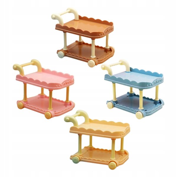 Set van 4 miniatuur plastic winkelwagentjes voor poppenhuizen