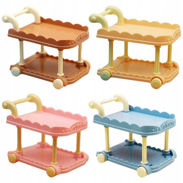 Set van 4 miniatuur plastic winkelwagentjes voor poppenhuizen