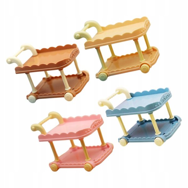 Set van 4 miniatuur plastic winkelwagentjes voor poppenhuizen
