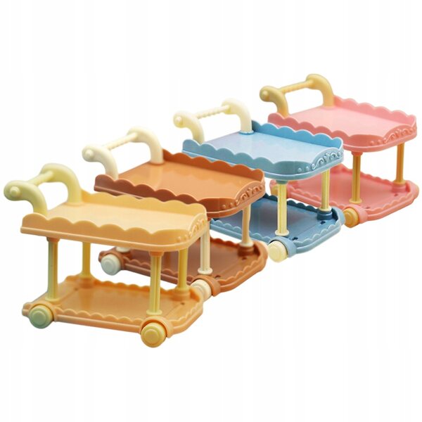 Set van 4 miniatuur plastic winkelwagentjes voor poppenhuizen