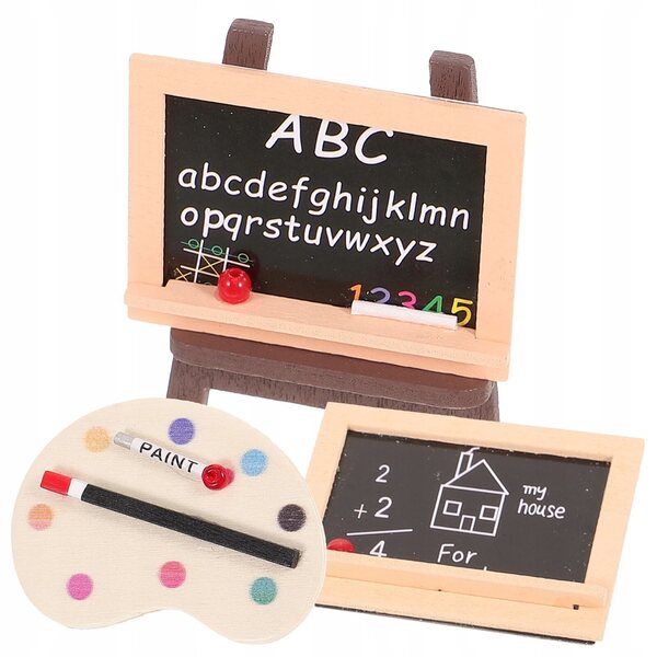 Mini Cavalletto in Legno con Lavagna e Tavolozza Colori - Decorazione Creativa