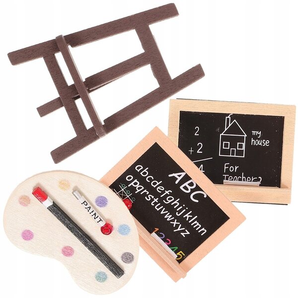 Mini Cavalletto in Legno con Lavagna e Tavolozza Colori - Decorazione Creativa