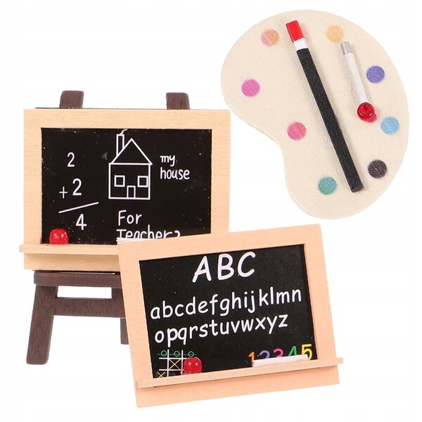 Mini Cavalletto in Legno con Lavagna e Tavolozza Colori - Decorazione Creativa