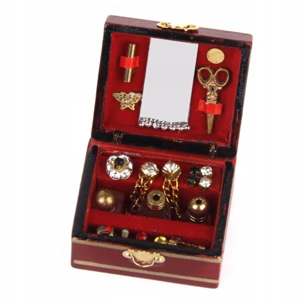 Miniatura scatola in legno per gioielli 1:12 per casa delle bambole toeletta