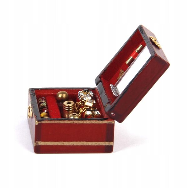 Miniatura scatola in legno per gioielli 1:12 per casa delle bambole toeletta