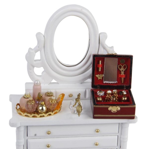 Miniatura scatola in legno per gioielli 1:12 per casa delle bambole toeletta