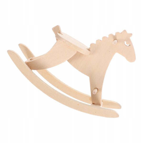 Miniatura in Legno Cavallo a Dondolo per Casette delle Bambole e Decorazioni