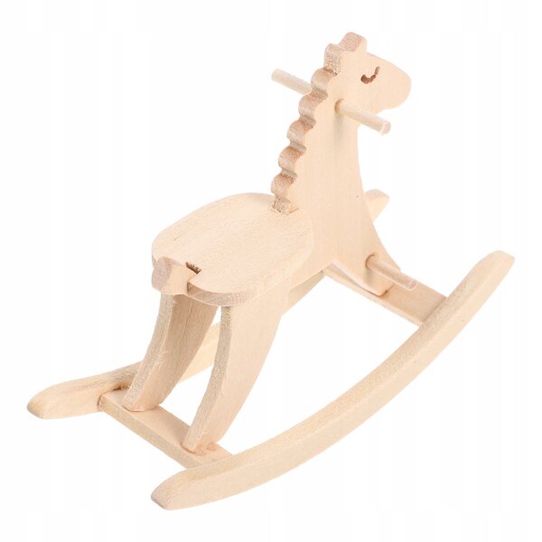 Miniatura in Legno Cavallo a Dondolo per Casette delle Bambole e Decorazioni