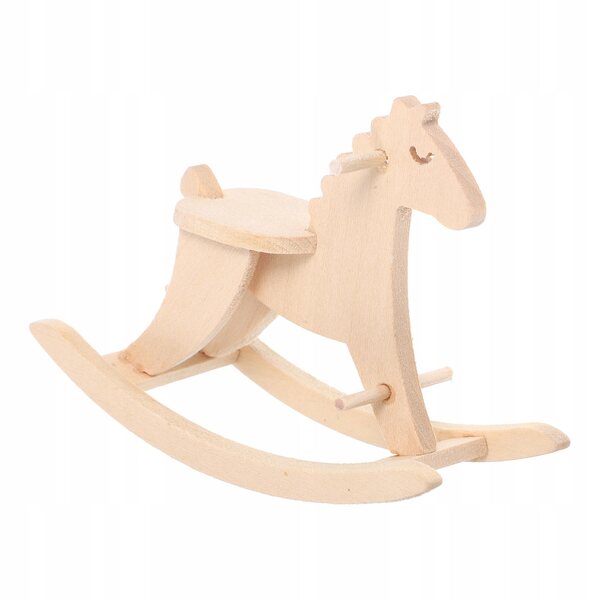 Miniatura in Legno Cavallo a Dondolo per Casette delle Bambole e Decorazioni