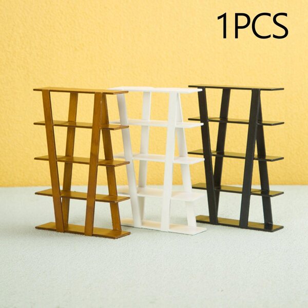 1:12 Puppenhaus Miniatur-Bücherregal aus Holz, schwarze, massive Möbel
