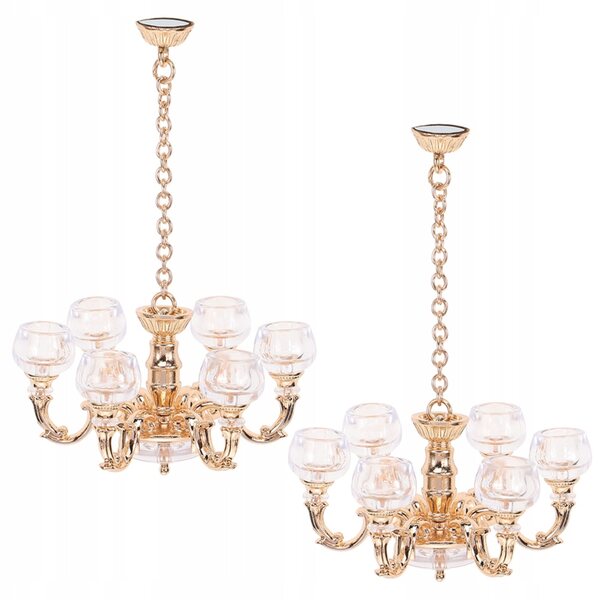 Goldene Mini-Deckenlampen für Puppenhäuser, 2er-Set