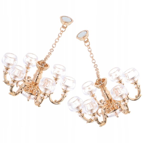 Goldene Mini-Deckenlampen für Puppenhäuser, 2er-Set