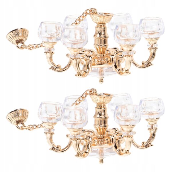 Goldene Mini-Deckenlampen für Puppenhäuser, 2er-Set