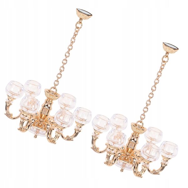 Goldene Mini-Deckenlampen für Puppenhäuser, 2er-Set