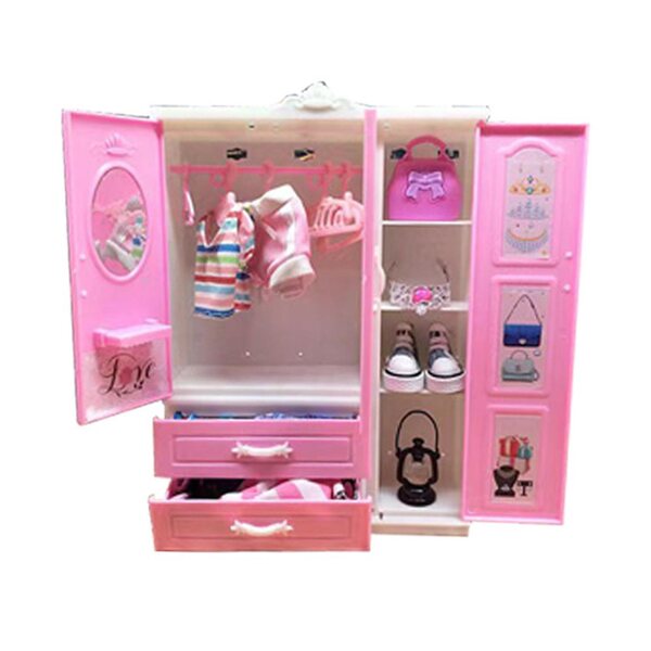 Miniarmadio per bambole in legno, organizer accessori per casa delle bambole