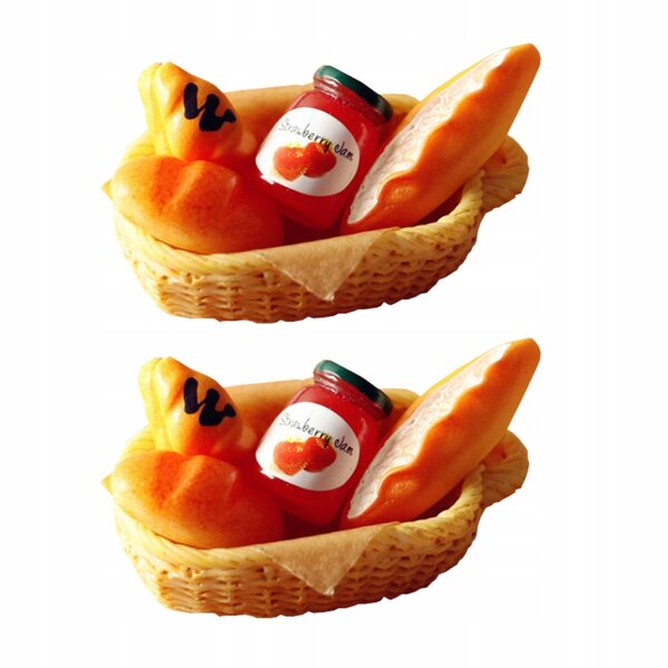 Mini set 2 pezzi decorazioni casa bambole: cestino e pane in miniatura realistici