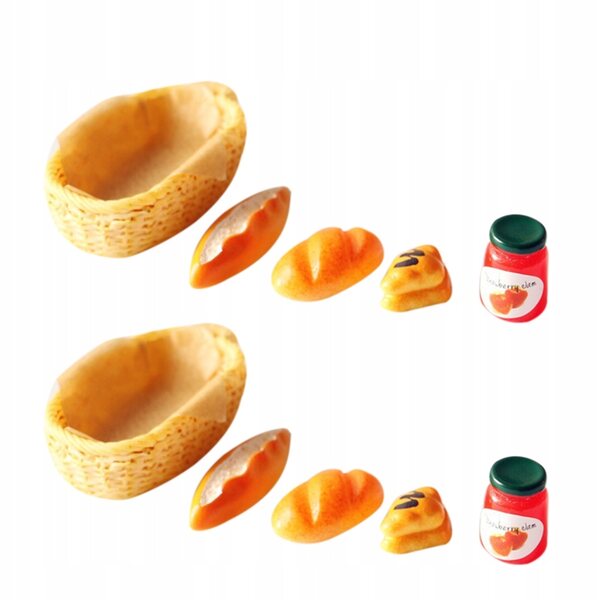Mini set 2 pezzi decorazioni casa bambole: cestino e pane in miniatura realistici