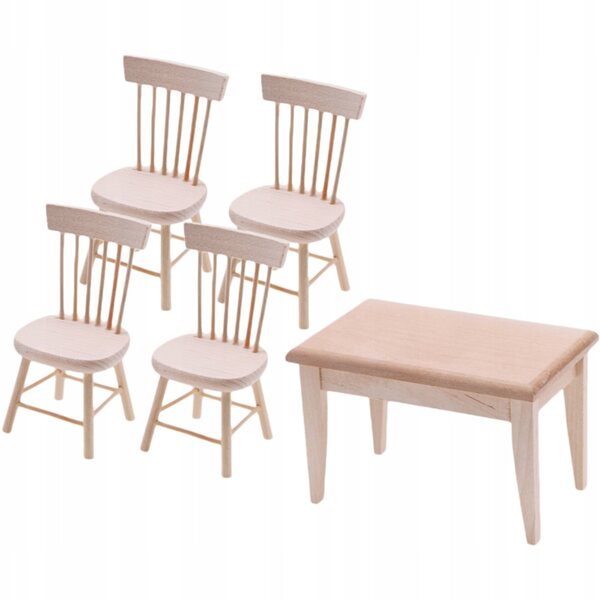 Set Miniatura Tavolo e Sedia in Legno per Decorazione Casa in Miniatura