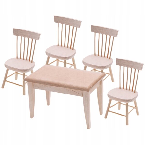 Set Miniatura Tavolo e Sedia in Legno per Decorazione Casa in Miniatura