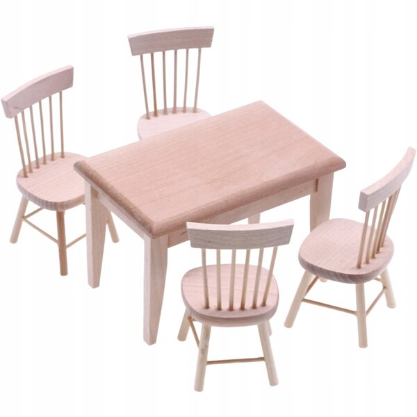 Set Miniatura Tavolo e Sedia in Legno per Decorazione Casa in Miniatura
