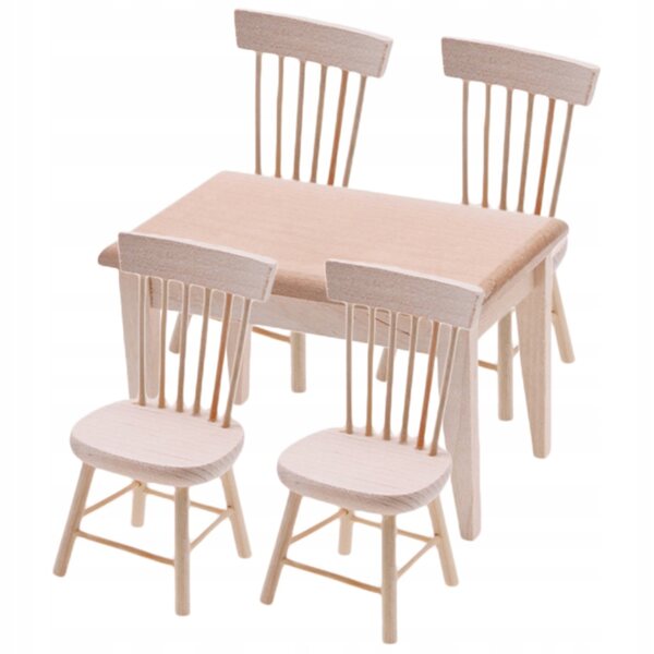 Set Miniatura Tavolo e Sedia in Legno per Decorazione Casa in Miniatura