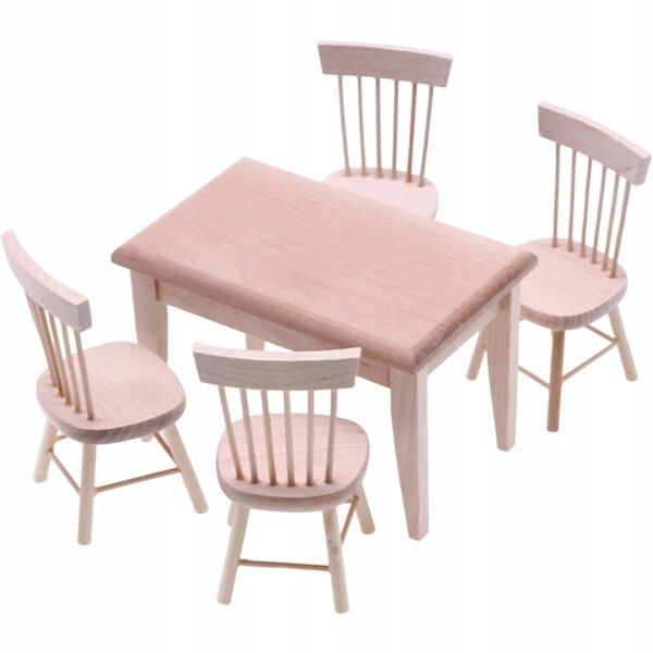 Set Miniatura Tavolo e Sedia in Legno per Decorazione Casa in Miniatura