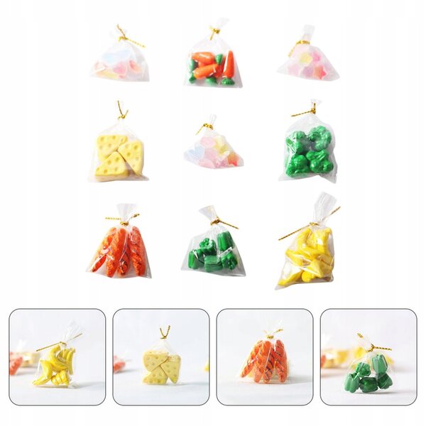 Bunte Lebensmittelminiaturen für Puppenhäuser aus Harz und Kunststoff