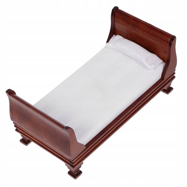 Letto Miniatura in Legno Marrone Scuro per Case delle Bambole 15,6x7,8x7,2 cm