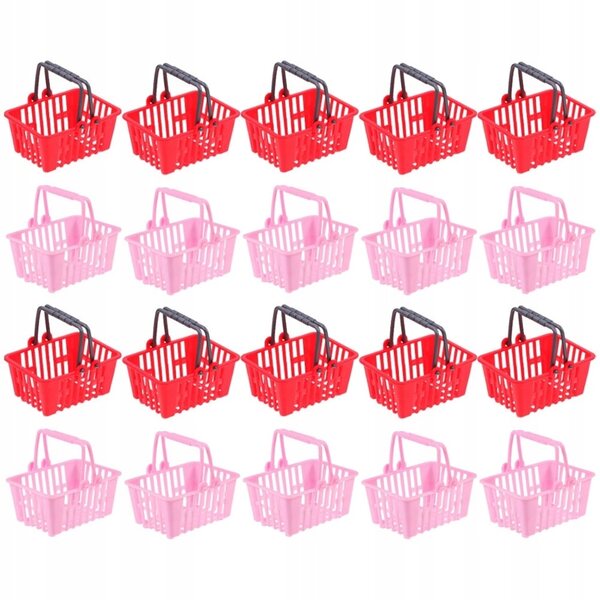 Mini cesti spesa rossi per decorazioni e giochi - set da 20 pezzi in plastica