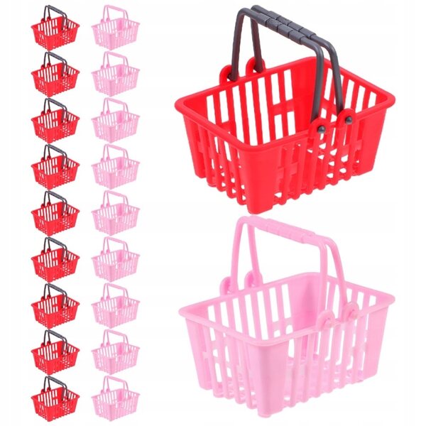 Mini cesti spesa rossi per decorazioni e giochi - set da 20 pezzi in plastica