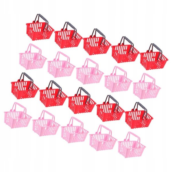 Mini cesti spesa rossi per decorazioni e giochi - set da 20 pezzi in plastica