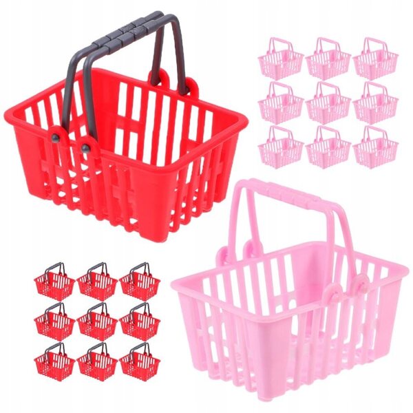 Mini cesti spesa rossi per decorazioni e giochi - set da 20 pezzi in plastica