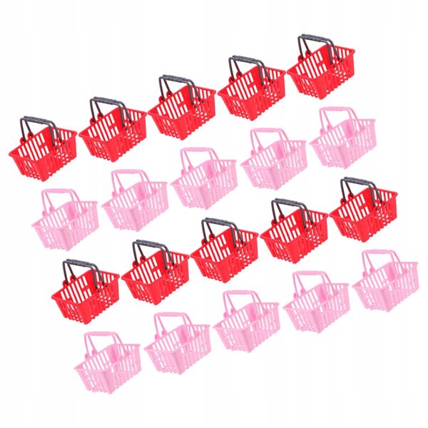Mini cesti spesa rossi per decorazioni e giochi - set da 20 pezzi in plastica