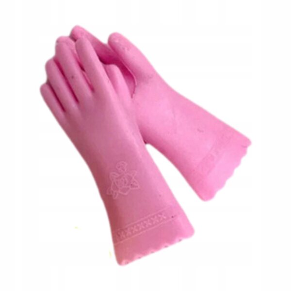 Guanti di gomma in miniatura 1:12 per casa delle bambole, accessori da cucina rosa