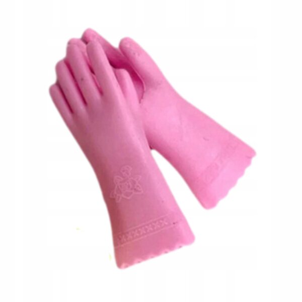 Guanti di gomma in miniatura 1:12 per casa delle bambole, accessori da cucina rosa