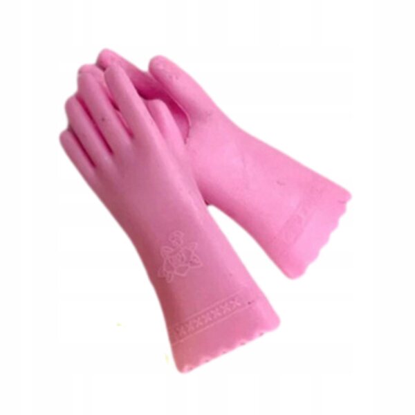 Guanti di gomma in miniatura 1:12 per casa delle bambole, accessori da cucina rosa