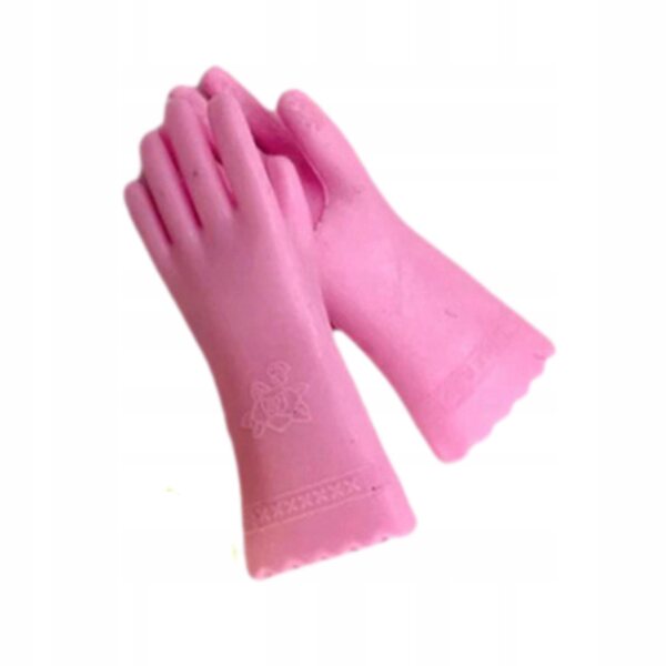 Guanti di gomma in miniatura 1:12 per casa delle bambole, accessori da cucina rosa