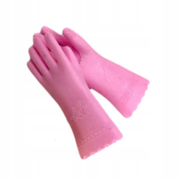 Guanti di gomma in miniatura 1:12 per casa delle bambole, accessori da cucina rosa