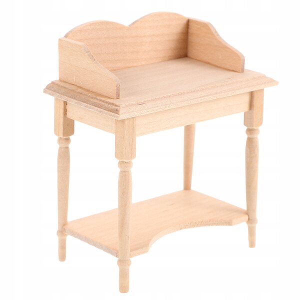 Mini scrivania in legno kaki per casa delle bambole con dettagli realistici