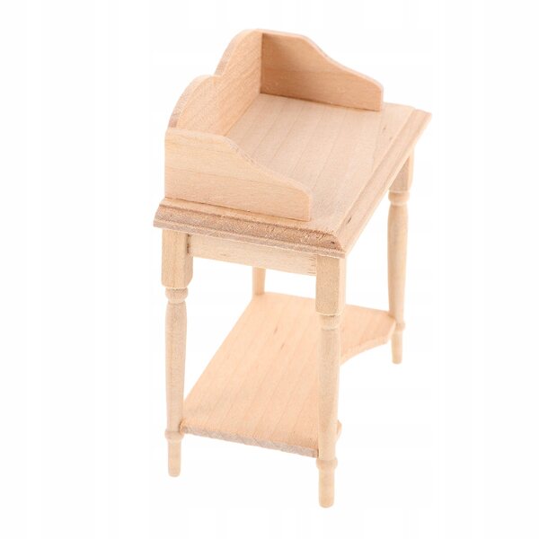 Mini scrivania in legno kaki per casa delle bambole con dettagli realistici