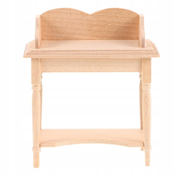 Mini scrivania in legno kaki per casa delle bambole con dettagli realistici