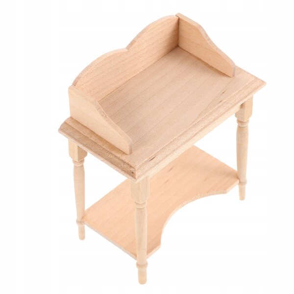 Mini scrivania in legno kaki per casa delle bambole con dettagli realistici