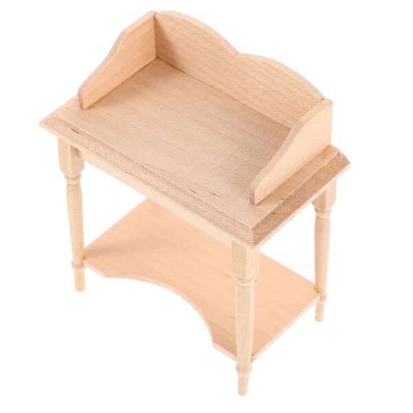 Mini scrivania in legno kaki per casa delle bambole con dettagli realistici