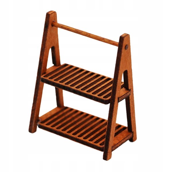 Mini stand in legno a due livelli per scenografie 1/6 1/12 colore marrone scuro