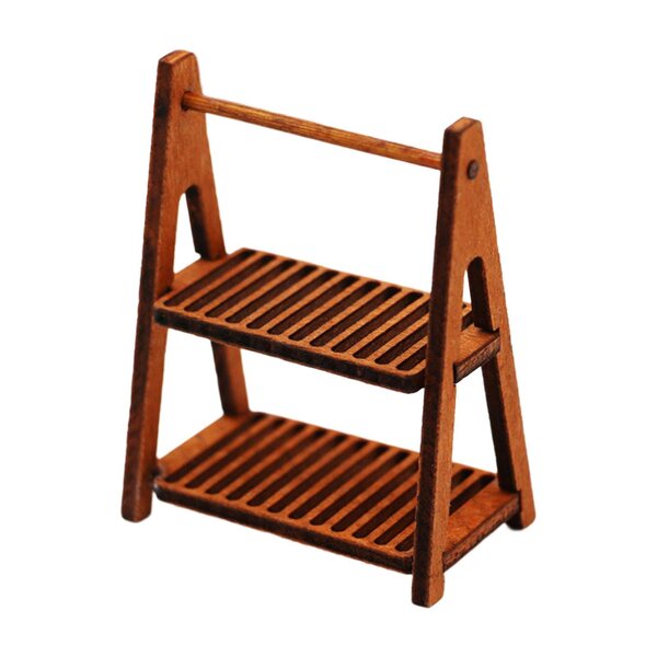 Mini stand in legno a due livelli per scenografie 1/6 1/12 colore marrone scuro