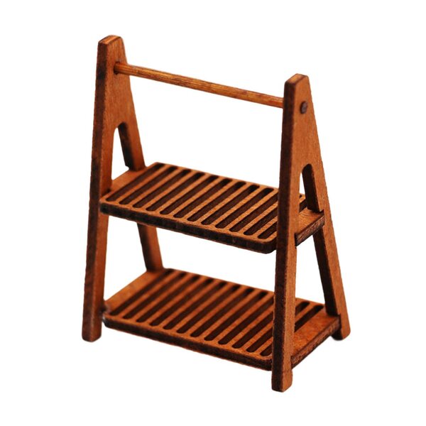 Mini stand in legno a due livelli per scenografie 1/6 1/12 colore marrone scuro